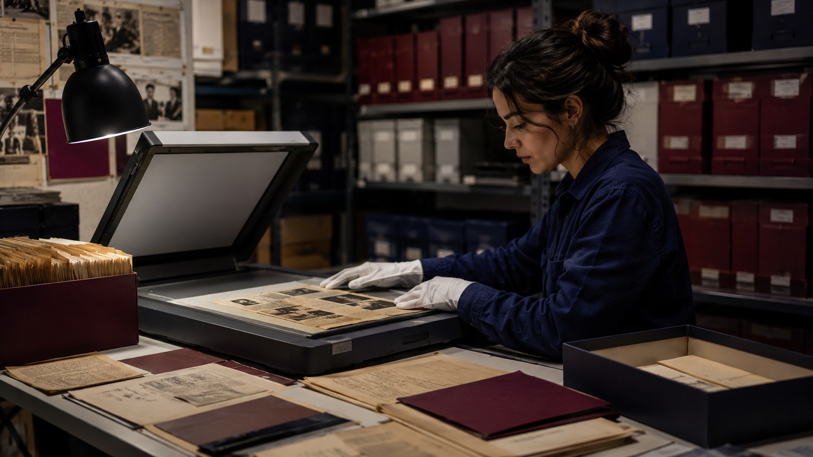 Trabajo de archivo con documentos y carpetas en proceso de revisión